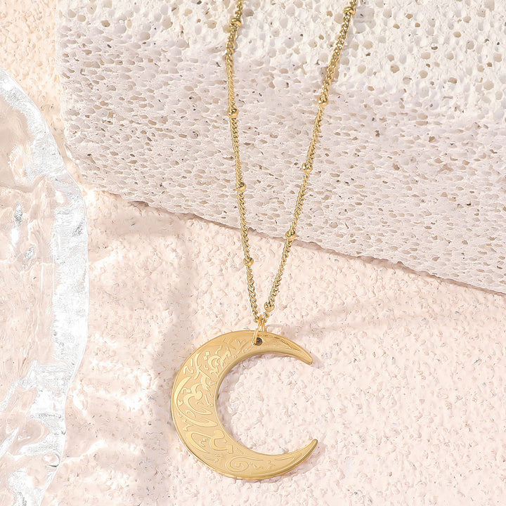 Collier Croissant de Lune "Avec l'adversité vient la facilité" | Femme