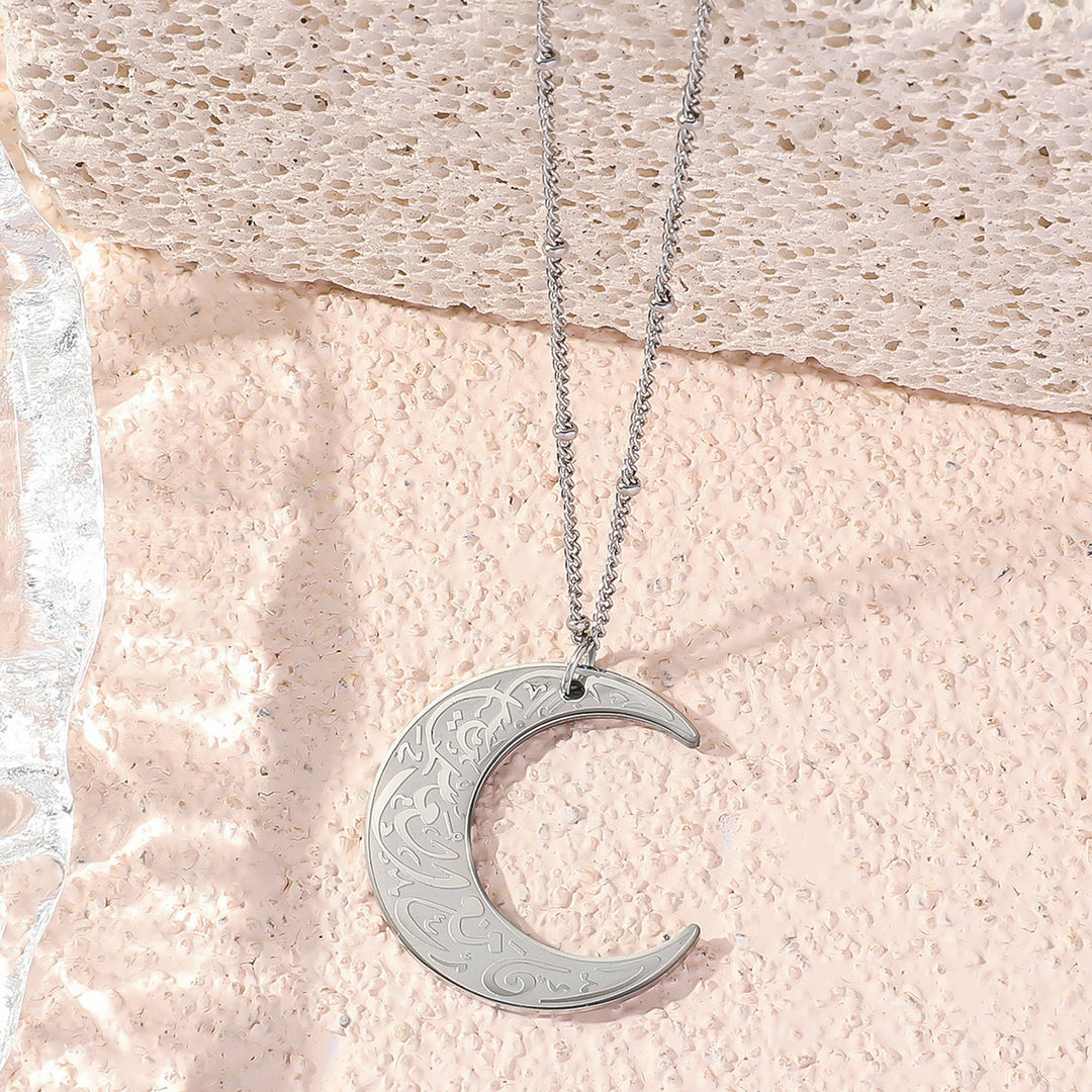 Collier Croissant de Lune "Avec l'adversité vient la facilité" | Femme