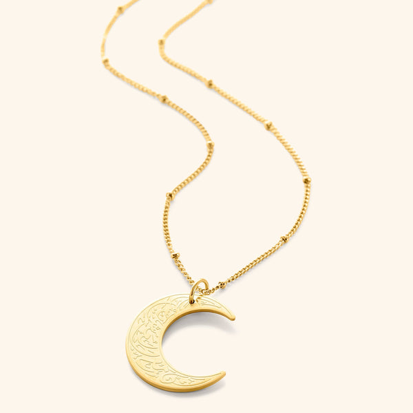 Collier Croissant de Lune "Avec l'adversité vient la facilité" | Femme